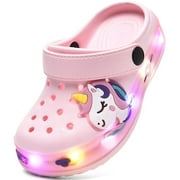 Kids'Girls LED Toddler Clogs Cute Garden Shoes Cartoon Slides Lightweight Non Slip Indoor Outdoor Sandals Beach Slippers Children